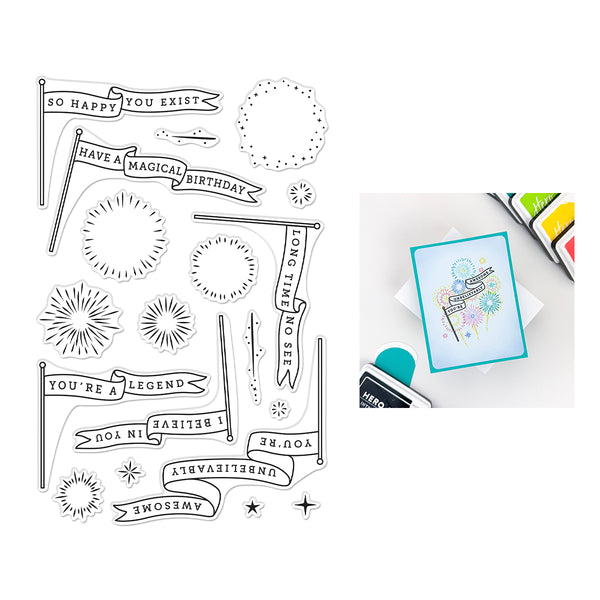 Hero Arts Unbelievably Awesome Banners Clear Stamp Set