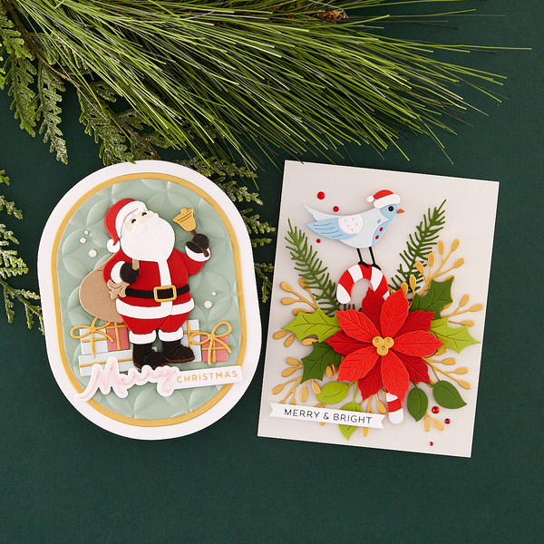 Christmas Bird Poinsettia Etched Dies from the Classic Christmas Collection