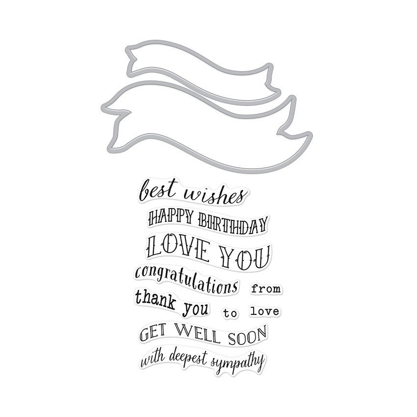Hero Arts Ribbon Messages Stamp & Die Set