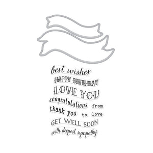 Hero Arts Ribbon Messages Stamp & Die Set
