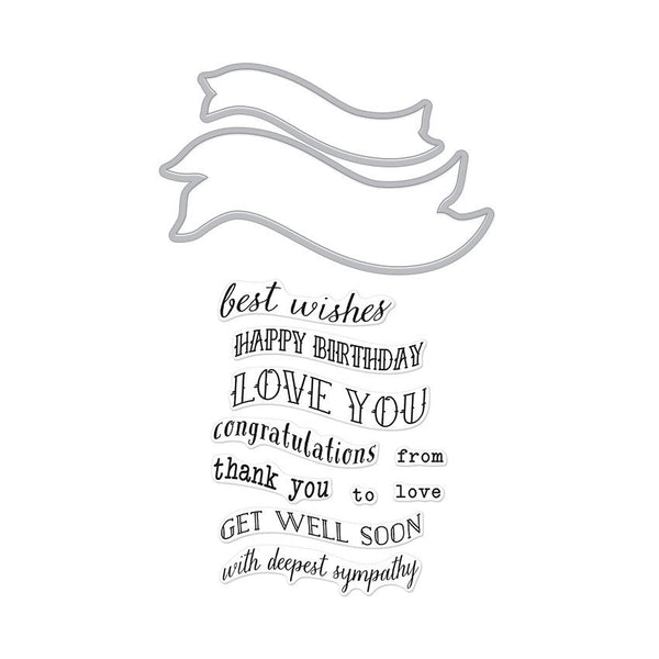 Hero Arts Ribbon Messages Stamp & Die Set