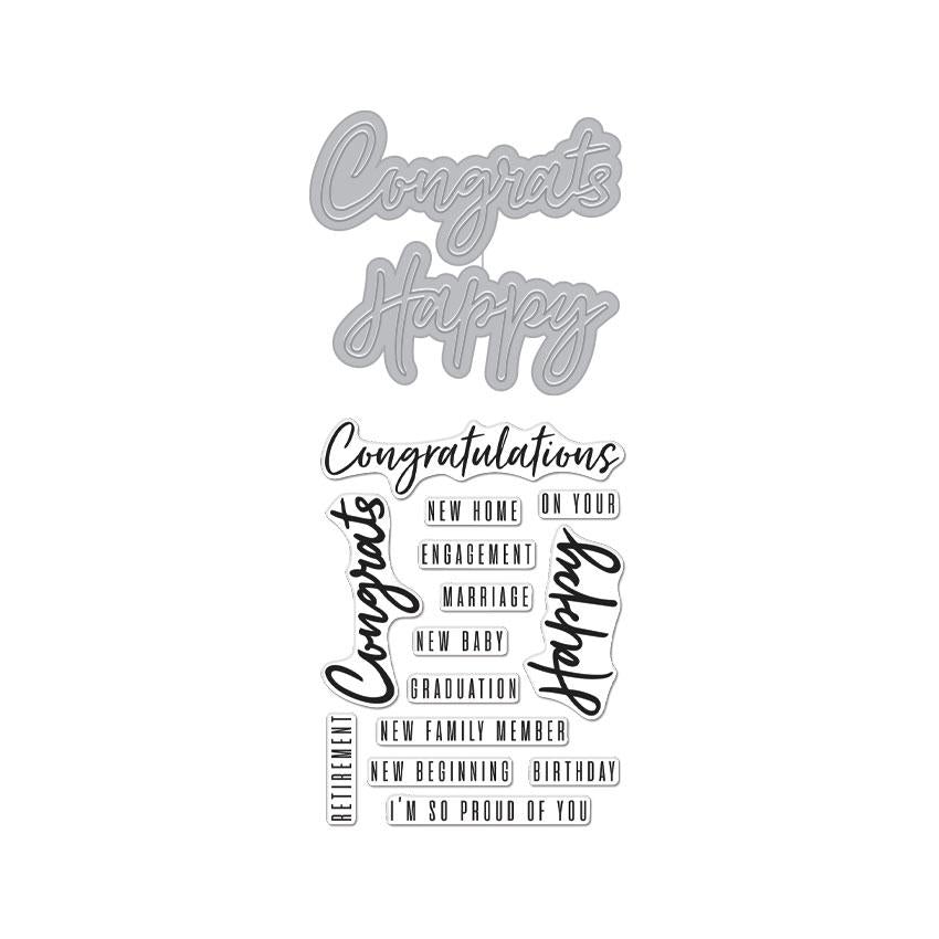 Hero Arts Congrats Happy Stamp & Cut Set