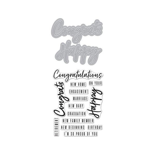 Hero Arts Congrats Happy Stamp & Cut Set