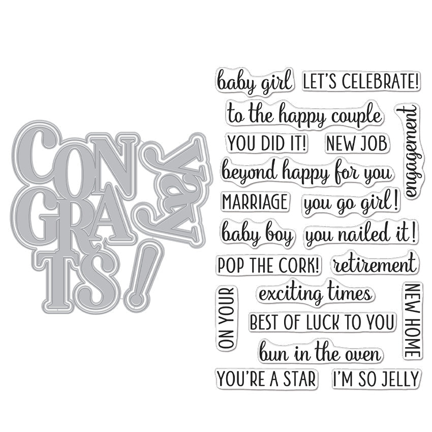Hero Arts Congrats & Yay Stamp & Cut Set XL