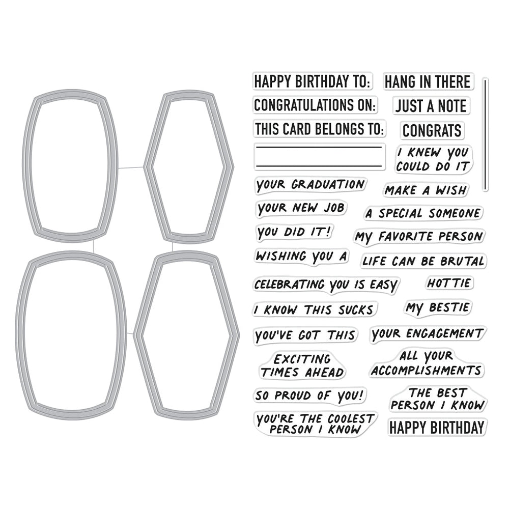 Hero Arts Composition Notebook Messages XL Stamp & Cut Set by Ralph Tyndall