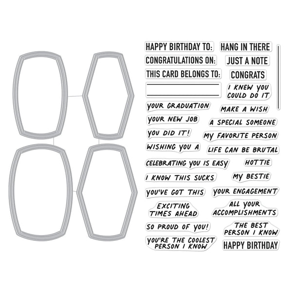 Hero Arts Composition Notebook Messages XL Stamp & Cut Set by Ralph Tyndall
