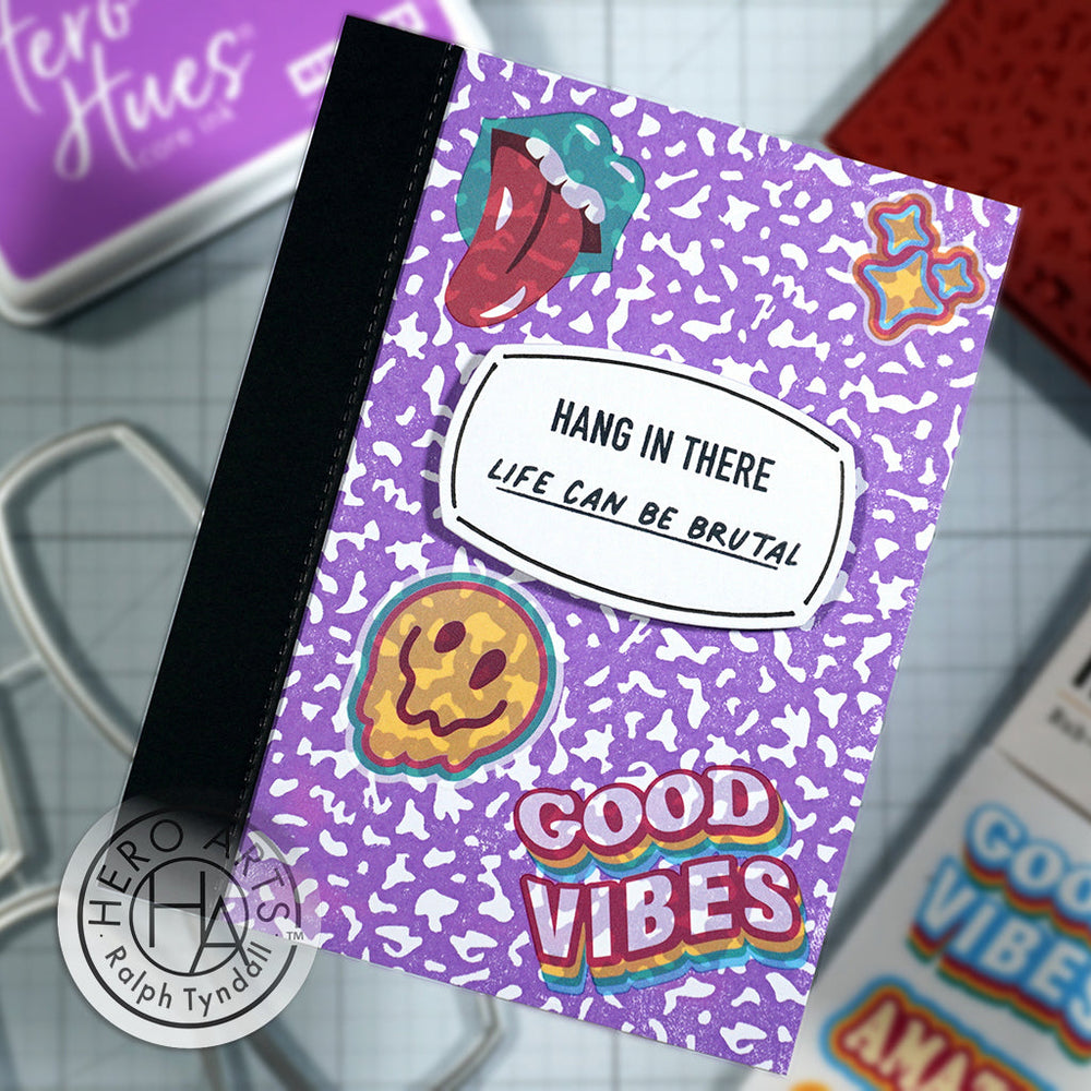 Hero Arts Composition Notebook Messages XL Stamp & Cut Set by Ralph Tyndall