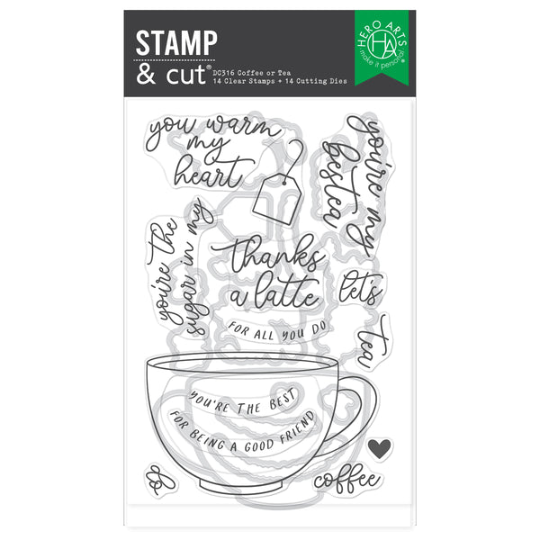Hero Arts Coffee or Tea Stamp & Cut Set