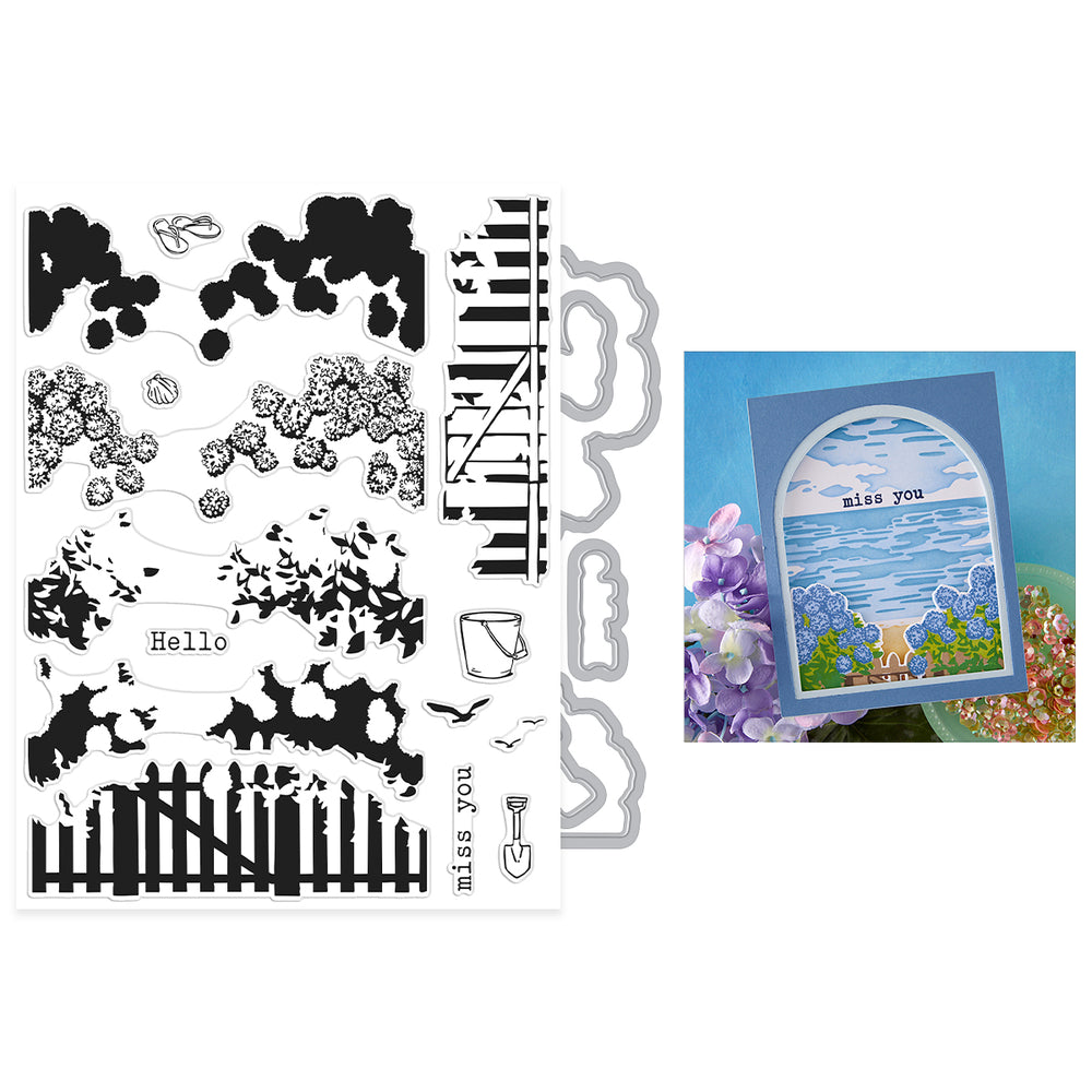 Hero Arts Coastal Blooms HeroScape Stamp & Cut Set