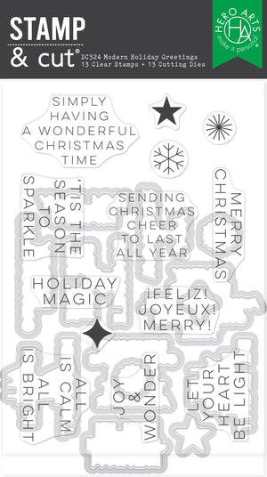 Hero Arts Modern Holiday Greetings Stamp & Cut Set