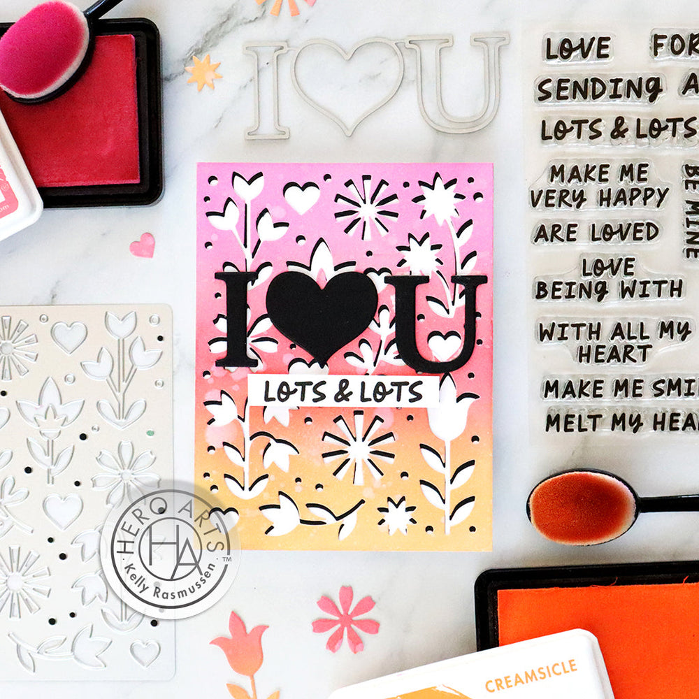 Hero Arts Flower and Hearts Cover Plate Dies