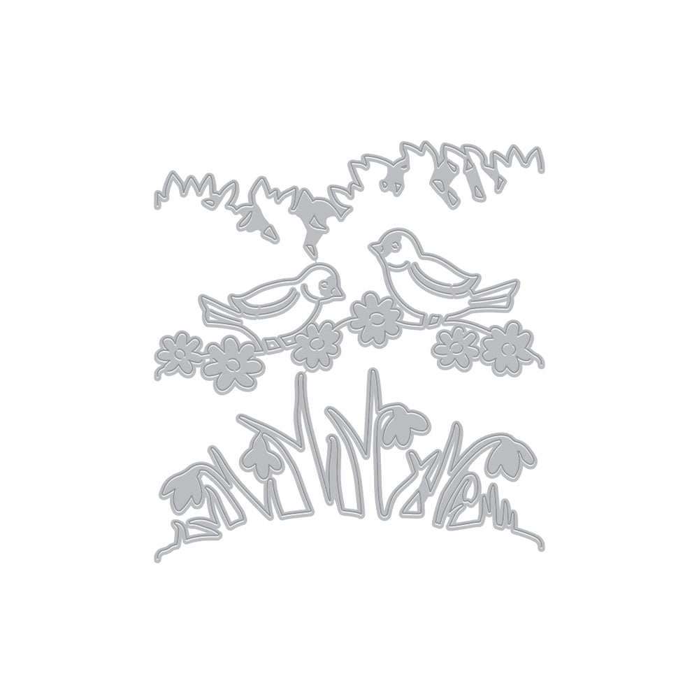 Hero Arts Tri-Fold Garden Birds Fancy Dies