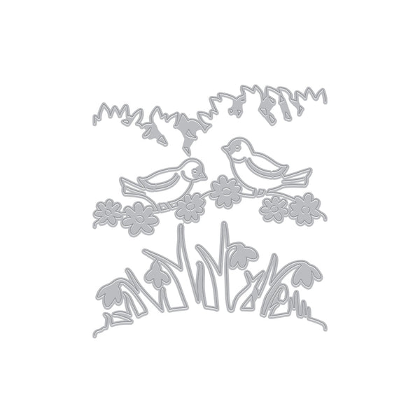 Hero Arts Tri-Fold Garden Birds Fancy Dies