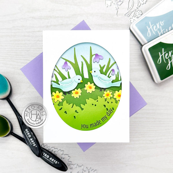 Hero Arts Tri-Fold Garden Birds Fancy Dies