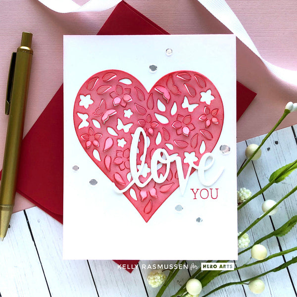 Hero Arts Paper Layering Floral Heart with Frame Dies