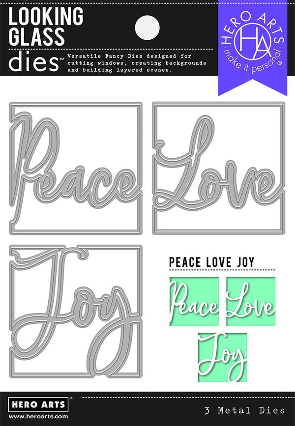 Hero Arts Looking Glass Peace Love Joy Dies
