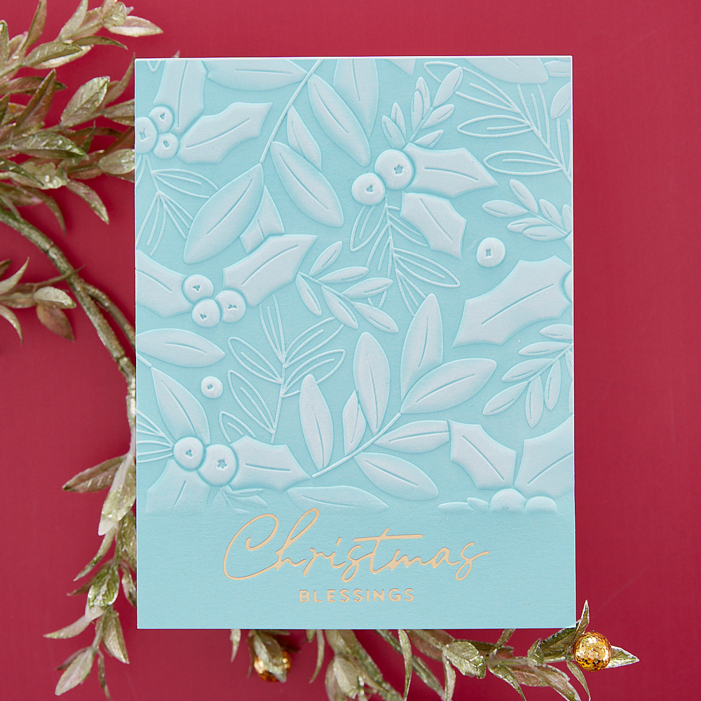 Holly & Foliage 3D Embossing Folder from the De-Light-Ful Christmas Collection by Yana Smakula