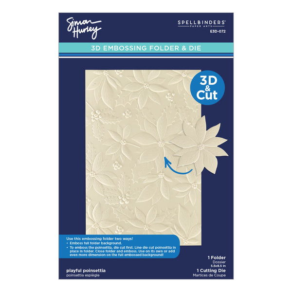 Playful Poinsettia 3D Embossing Folder & Die Set from the Simon's Snow Globes Collection by Simon Hurley