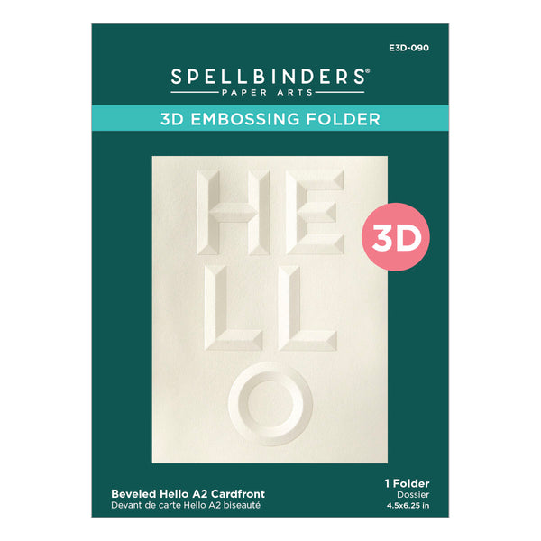 Beveled Hello A2 Cardfront 3D Embossing Folder from the Beveled Sentiment A2 Cardfront Collection