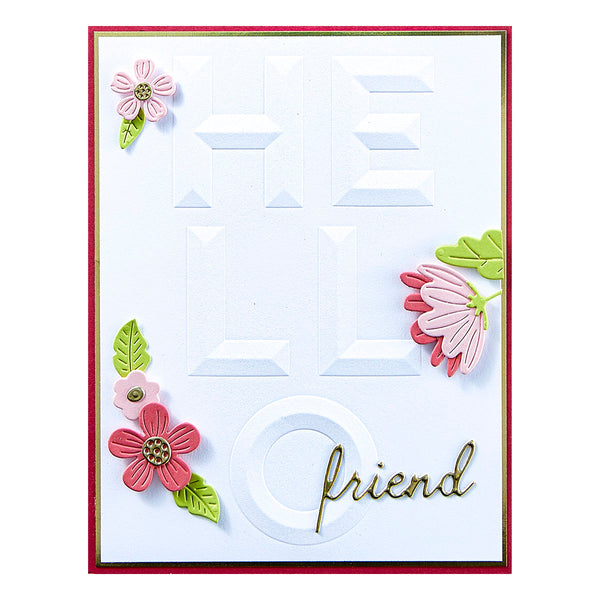 Beveled Hello A2 Cardfront 3D Embossing Folder from the Beveled Sentiment A2 Cardfront Collection