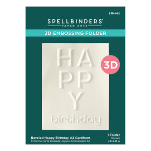 Beveled Happy Birthday A2 Cardfront 3D Embossing Folder from the Beveled Sentiment A2 Cardfront Collection