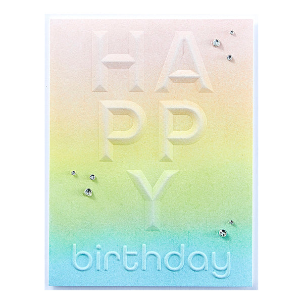 Beveled Happy Birthday A2 Cardfront 3D Embossing Folder from the Beveled Sentiment A2 Cardfront Collection