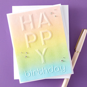 Beveled Happy Birthday A2 Cardfront 3D Embossing Folder from the Beveled Sentiment A2 Cardfront Collection