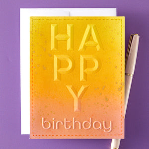 Beveled Happy Birthday A2 Cardfront 3D Embossing Folder from the Beveled Sentiment A2 Cardfront Collection