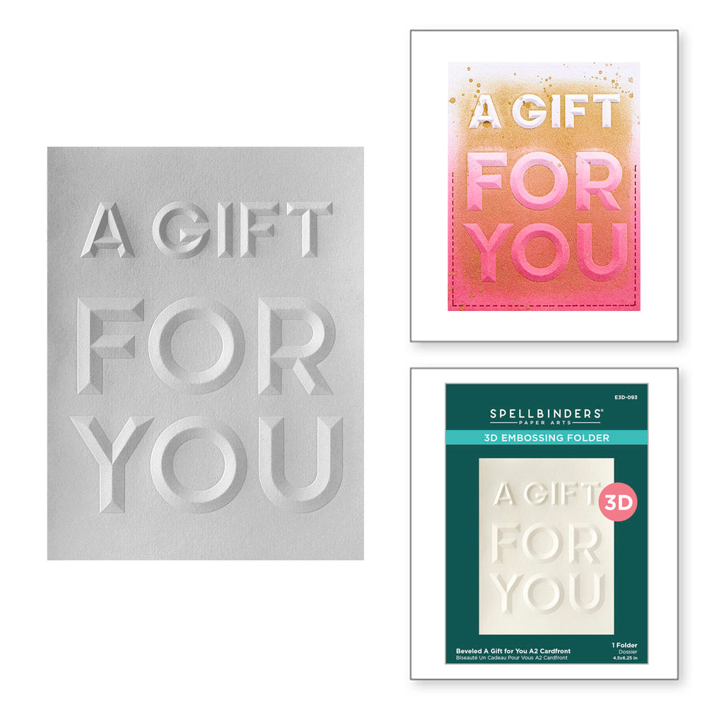 Beveled A Gift For You A2 Cardfront 3D Embossing Folder from the Beveled Sentiment A2 Cardfront Collection