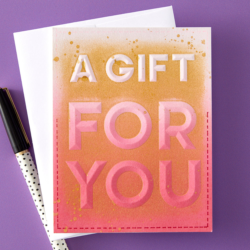Beveled A Gift For You A2 Cardfront 3D Embossing Folder from the Beveled Sentiment A2 Cardfront Collection