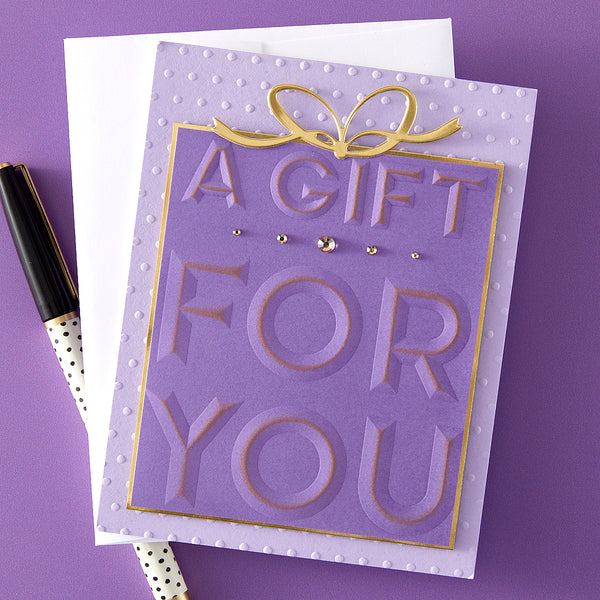 Beveled A Gift For You A2 Cardfront 3D Embossing Folder from the Beveled Sentiment A2 Cardfront Collection