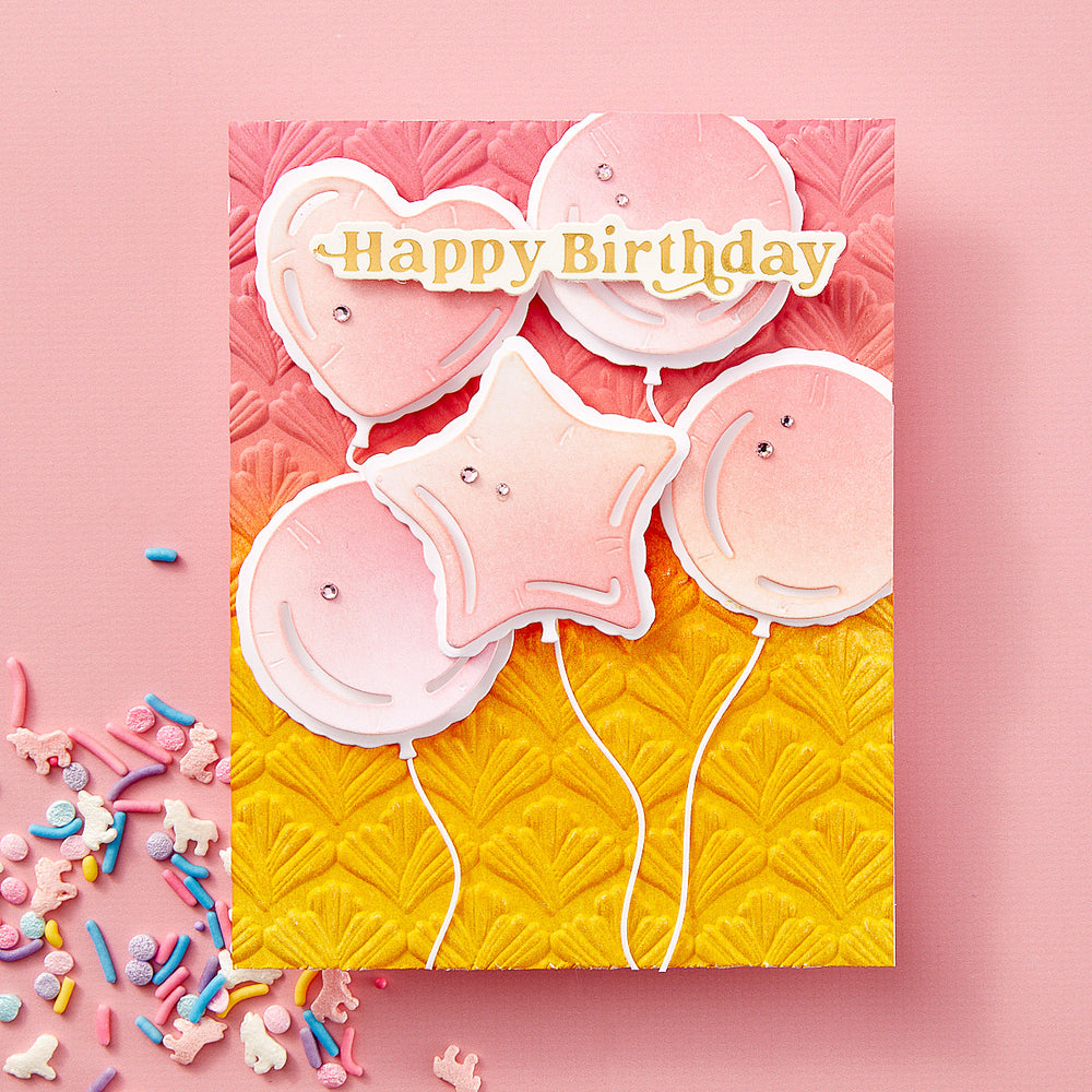 Flourish 3D Embossing Folder from the Birthday Bash Collection by Simon Hurley