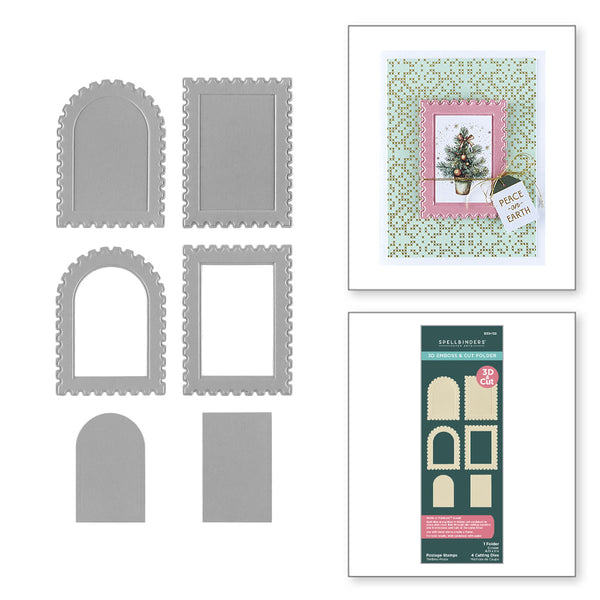 Postage Stamps 3D Emboss & Cut Folder
