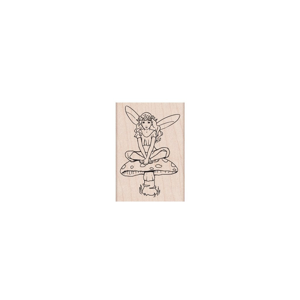 Hero Arts Fairy on Mushroom Wood Stamps