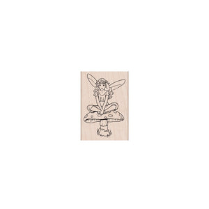 Hero Arts Fairy on Mushroom Wood Stamps