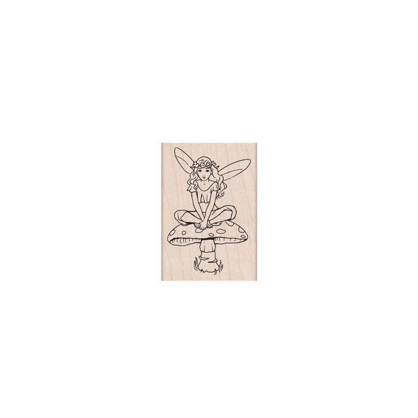 Hero Arts Fairy on Mushroom Wood Stamps