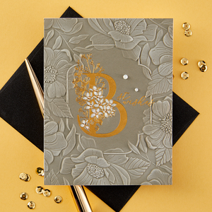 Floral B and Sentiment Press Plate from the Every Occasion Floral Alphabet Collection