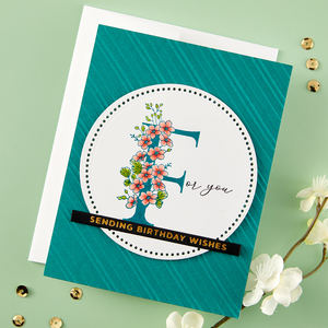 Floral F and Sentiment Press Plate from the Every Occasion Floral Alphabet Collection
