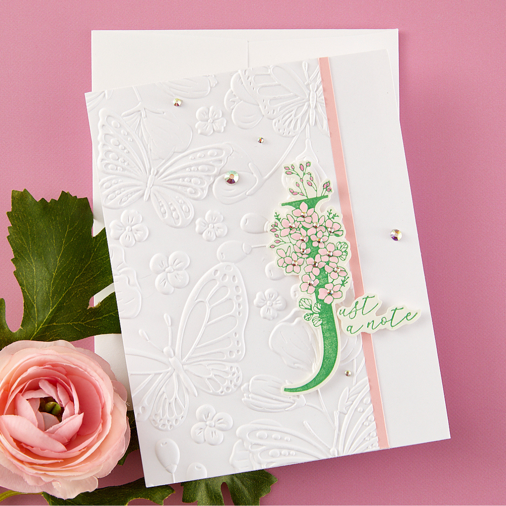 Floral J and Sentiment Press Plate from the Every Occasion Floral Alphabet Collection