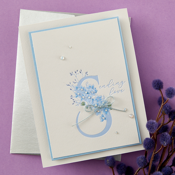 Floral S and Sentiment Press Plate from the Every Occasion Floral Alphabet Collection