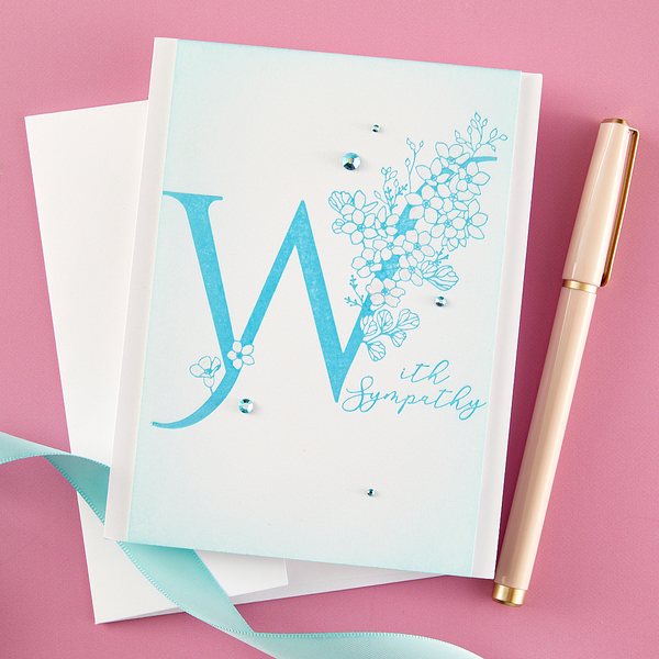 Floral W and Sentiment Press Plate from the Every Occasion Floral Alphabet Collection