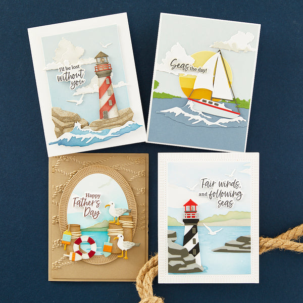 Oh, Buoy! Etched Dies from the Fair Winds Collection by Dawn Woleslagle