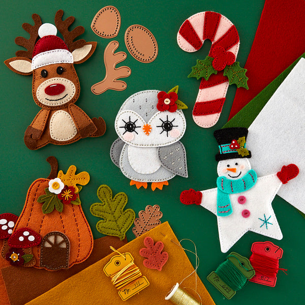 Felt Autumn Acorn House Etched Dies from the Felt Stitch & Create Collection by Nichol Spohr