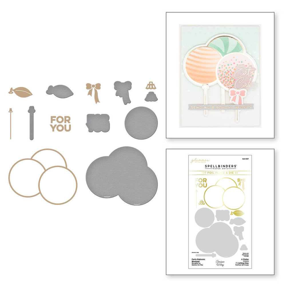 Party Balloons Bouquet Glimmer Hot Foil Plate & Die Set from the Itâ€™s My Party Collection by Carissa Wiley