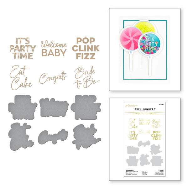 It's My Party Glimmer Sentiments Hot Foil Plate & Die Set from the It's My Party Collection by Carissa Wiley