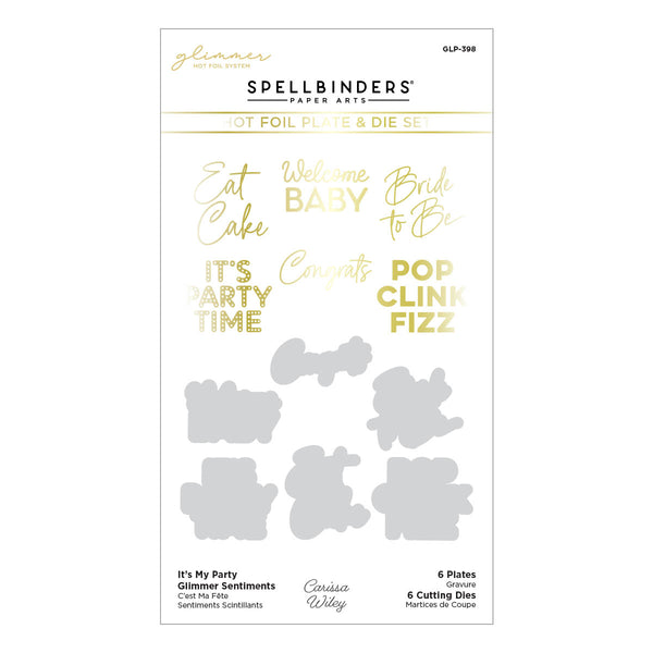 It's My Party Glimmer Sentiments Hot Foil Plate & Die Set from the It's My Party Collection by Carissa Wiley