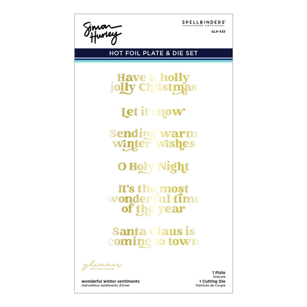 Wonderful Winter Sentiments Glimmer Hot Foil Plate & Die Set from the Simon's Snow Globes Collection by Simon Hurley