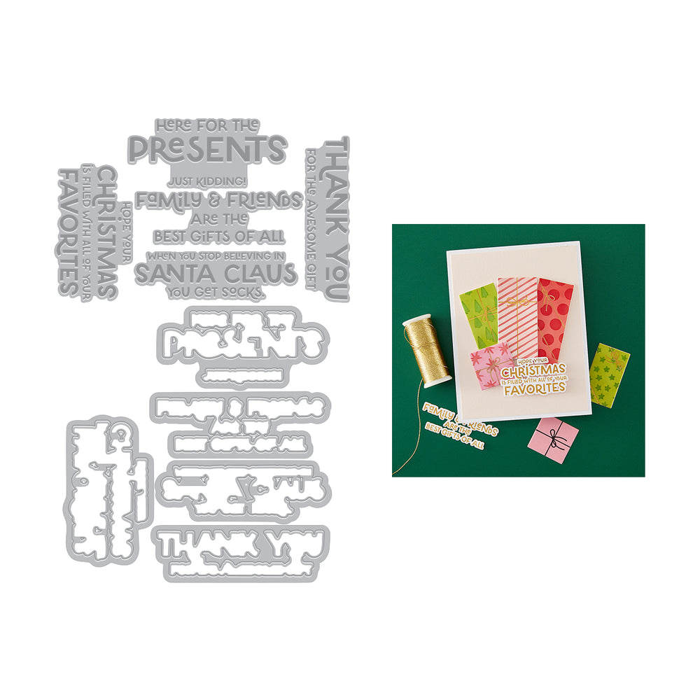 Hero Arts Here for the Presents Letterpress + Foil & Cut