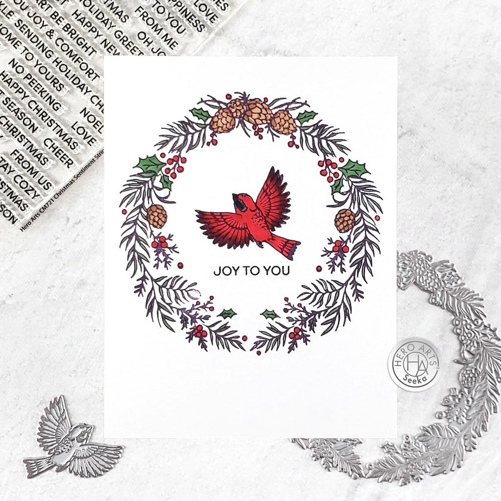 Hero Arts Wreath & Finch Letterpress + Foil Plate