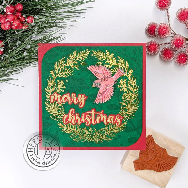 Hero Arts Wreath & Finch Letterpress + Foil Plate